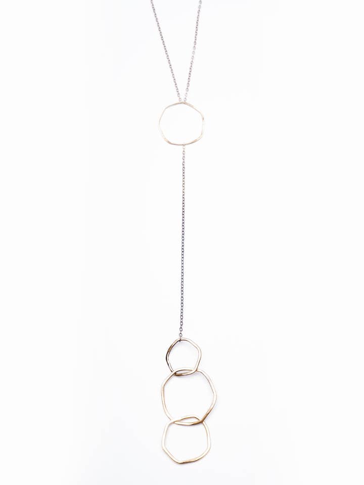 Drifter Bronze Silber lange Lariat Octagon Anhänger Halskette für den Großhandel von Union Studio Metals