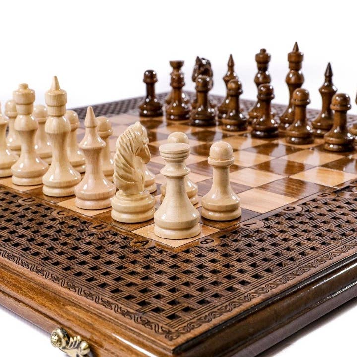 Chess-backgammon with an ornamental braid pattern classic 24" x 24" 2" for wholesale by Hrachya Ohanyan