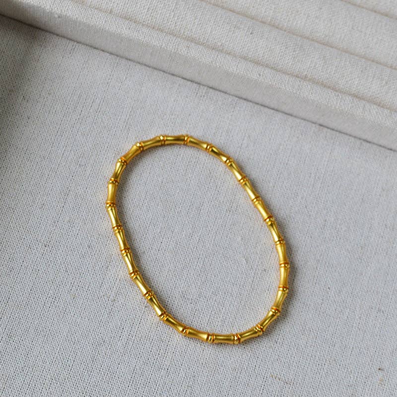 Revelari - Wholesale Bangle Bracelet - Gold Bamboo-Style Stretch Bracelet2