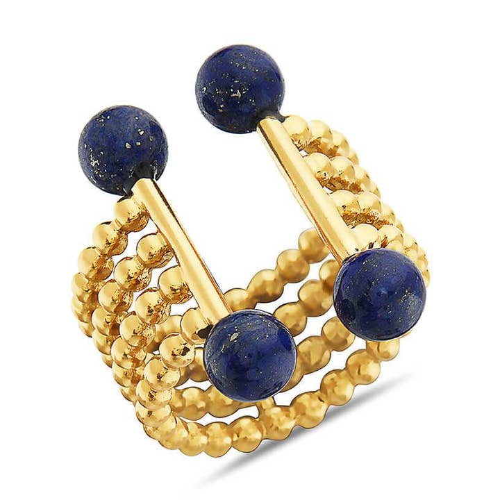 Versaii Lapis Ball Ring for wholesale by Jewelry Fiesta