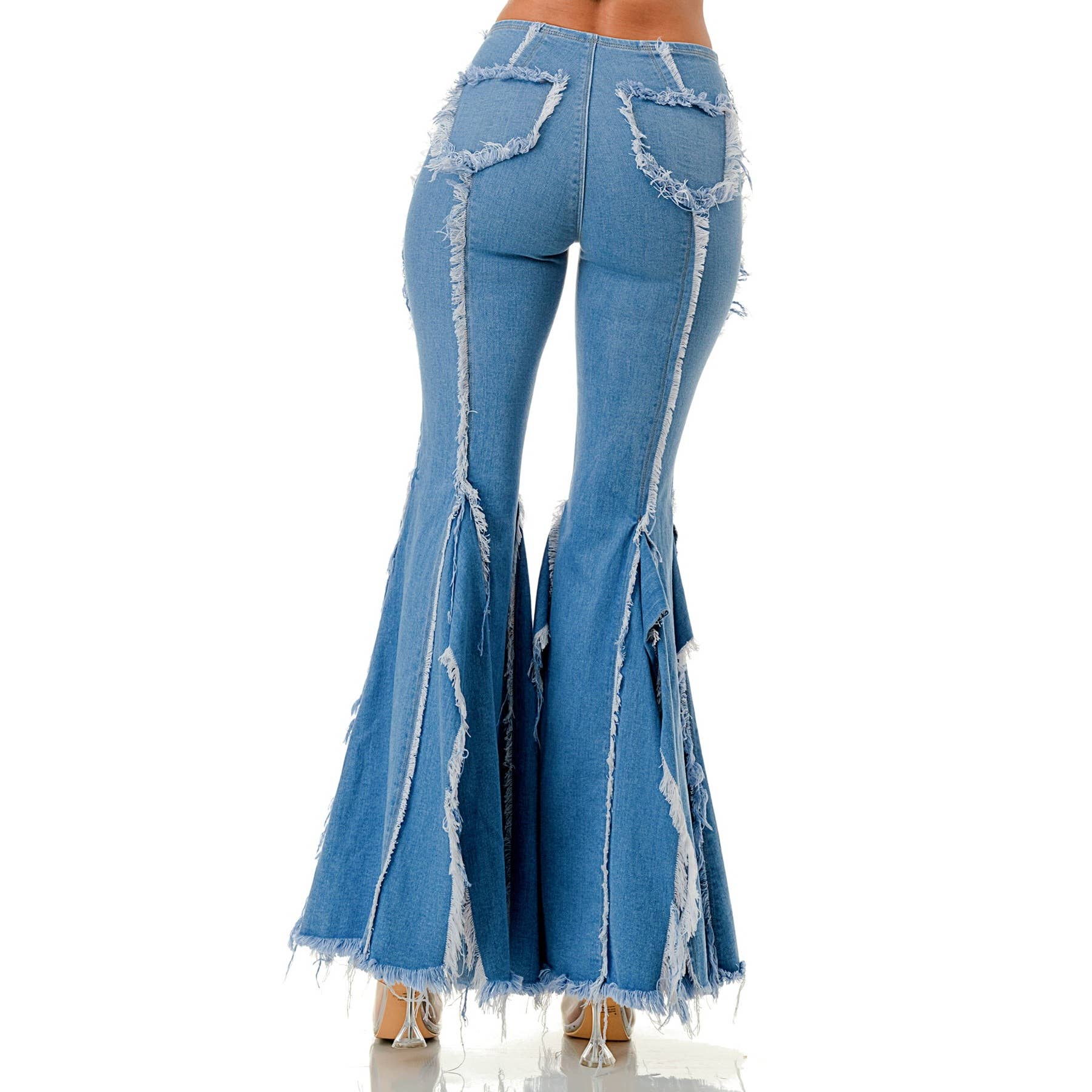 Fringe Ripped Belt Cut-off Slit Bottom Denim Pants for wholesale on Faire2