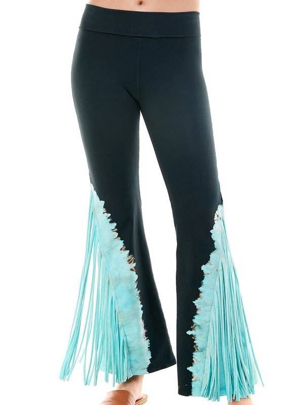 Mineral Wash Fringe Flare Leg Yoga Pants for wholesale by T-Party