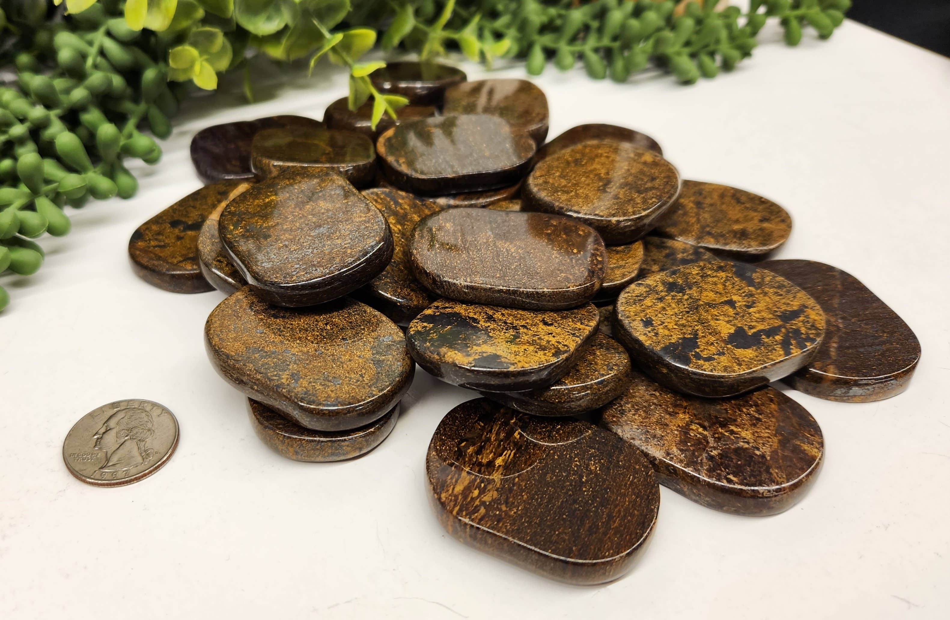 Meraki Gemstones - Wholesale Spiritual Stone/Crystal - Bronzite Flat Smooth Stones (0.5kg/1.1lbs)-45x35x7mm3