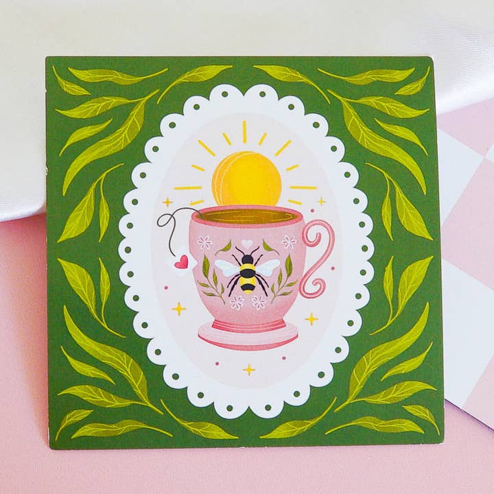 Mini tirage d'art « Tasse à thé — Rituels quotidiens » (4" x 4") pour la vente par Cheeky Peach Designs