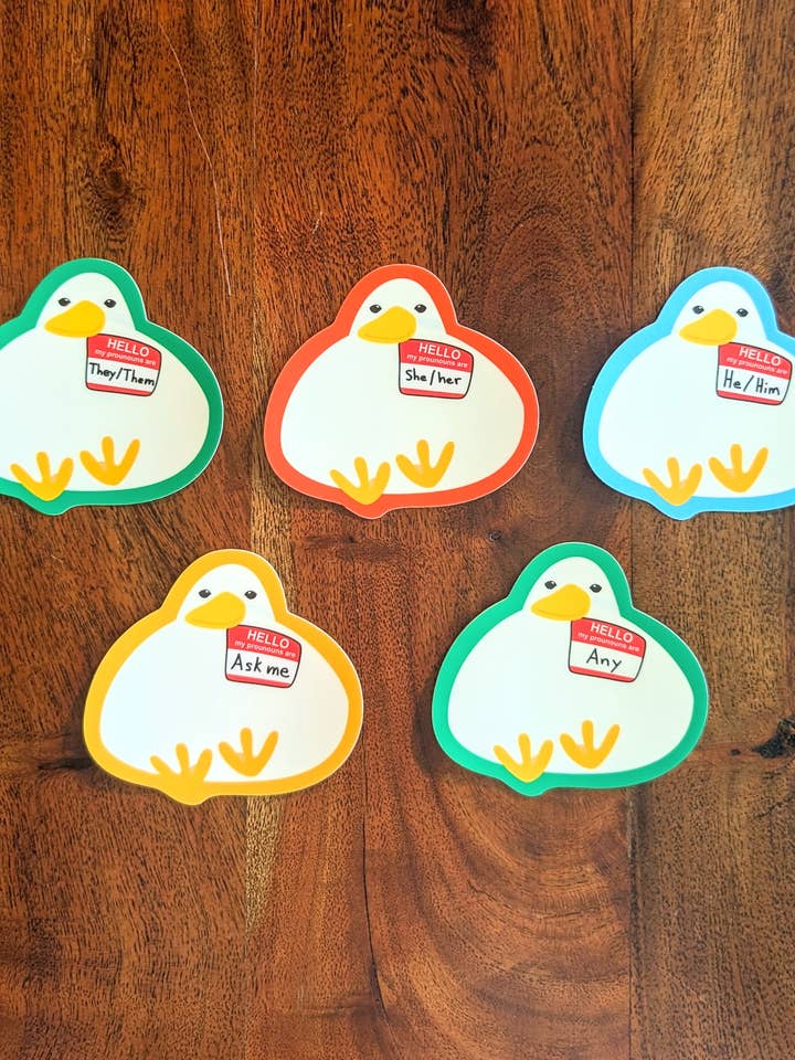 Pronoun Stickers for wholesale by NMC Design Studio