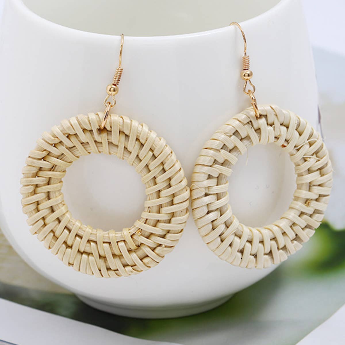 ACCITY - Wholesale Dangle Earrings - BRAIDED ROUND DROP EARRINGS_CWAJE04436