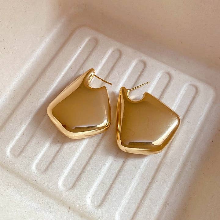 Basis Fancy - Wholesale Stud/Post Earrings - Irregular Metal Ear Studs