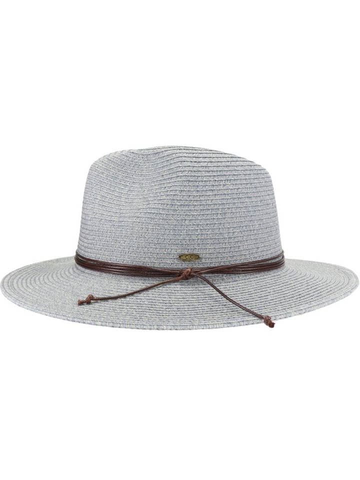 PNH0044 Chapeau Panama en paille avec cordon en cuir bicolore Charlie pour la vente par MiMi Wholesale