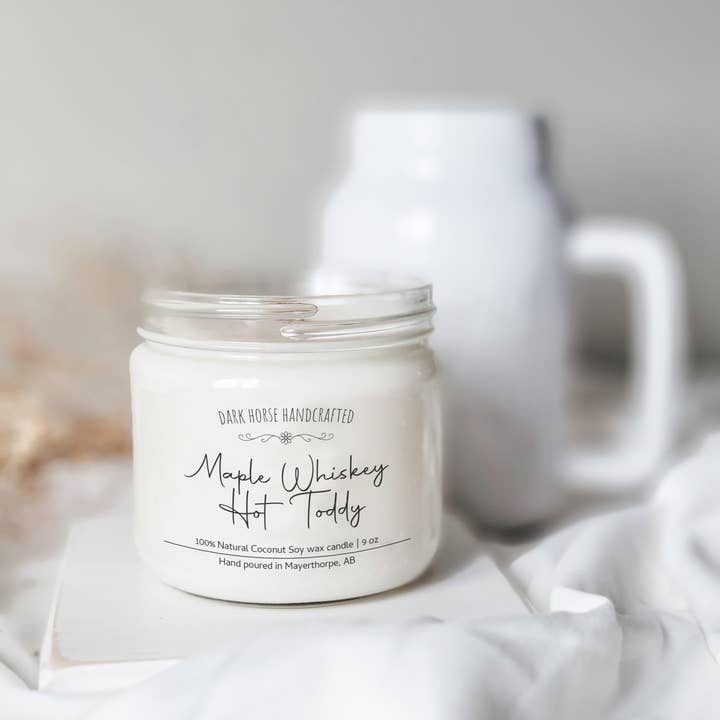 Dark Horse Handcrafted - Wholesale Jar/Filled Candle - Maple Whiskey Hot Toddy- 100% Natural Coconut Soy Wax Candle