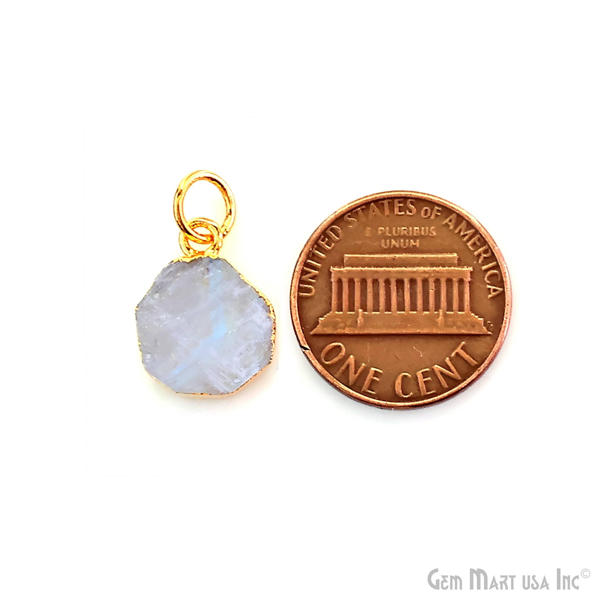 GemMartUSA - Wholesale Pendant/Charm Necklace - Rough Gemstone 16x10mm Gold Electroplated Single Bail Charm33