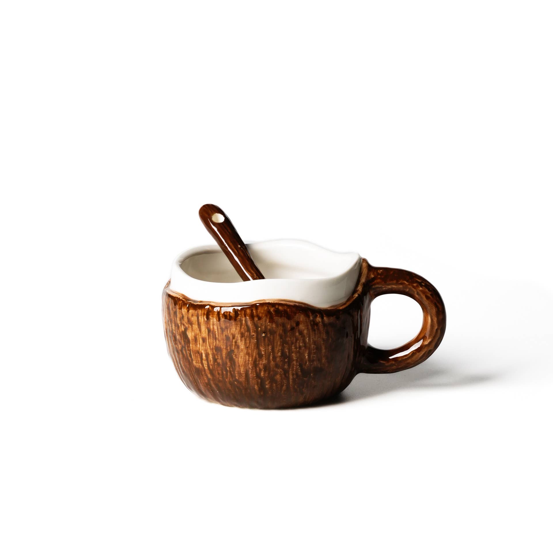 Homerely (We Cover All Import Duties) – wholesale Coffee mug – Creative Coconut Shape Ceramic Coffee Mug with Spoon2