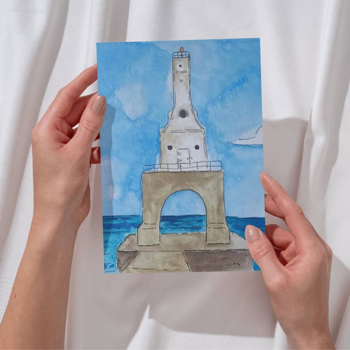 Port Washington | Breakwater Light Card for wholesale by Song & Sparrow Studio