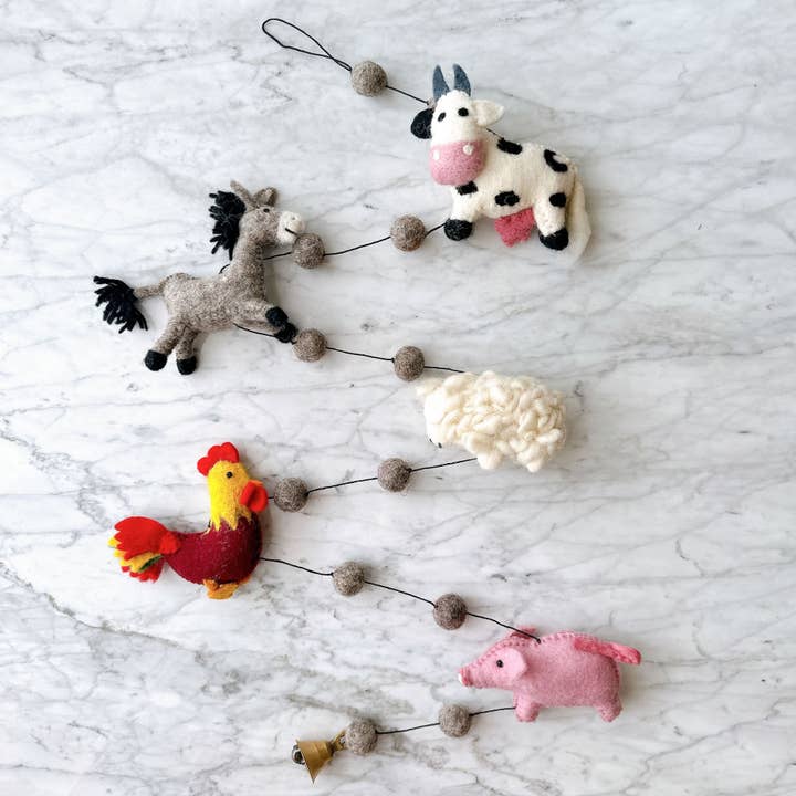 Felt Farm Animal Garland for wholesale by Ganapati