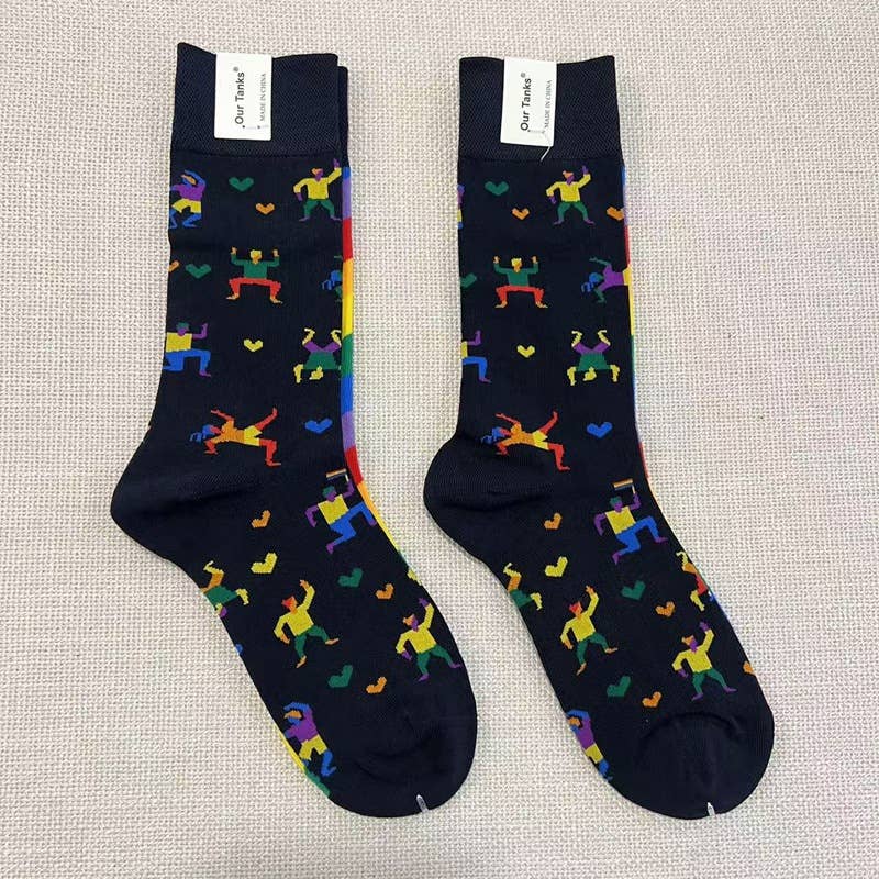 Tourtiwi – Meias - Unissexo por atacado – Meias com padrão de pintura a óleo assimétrico15