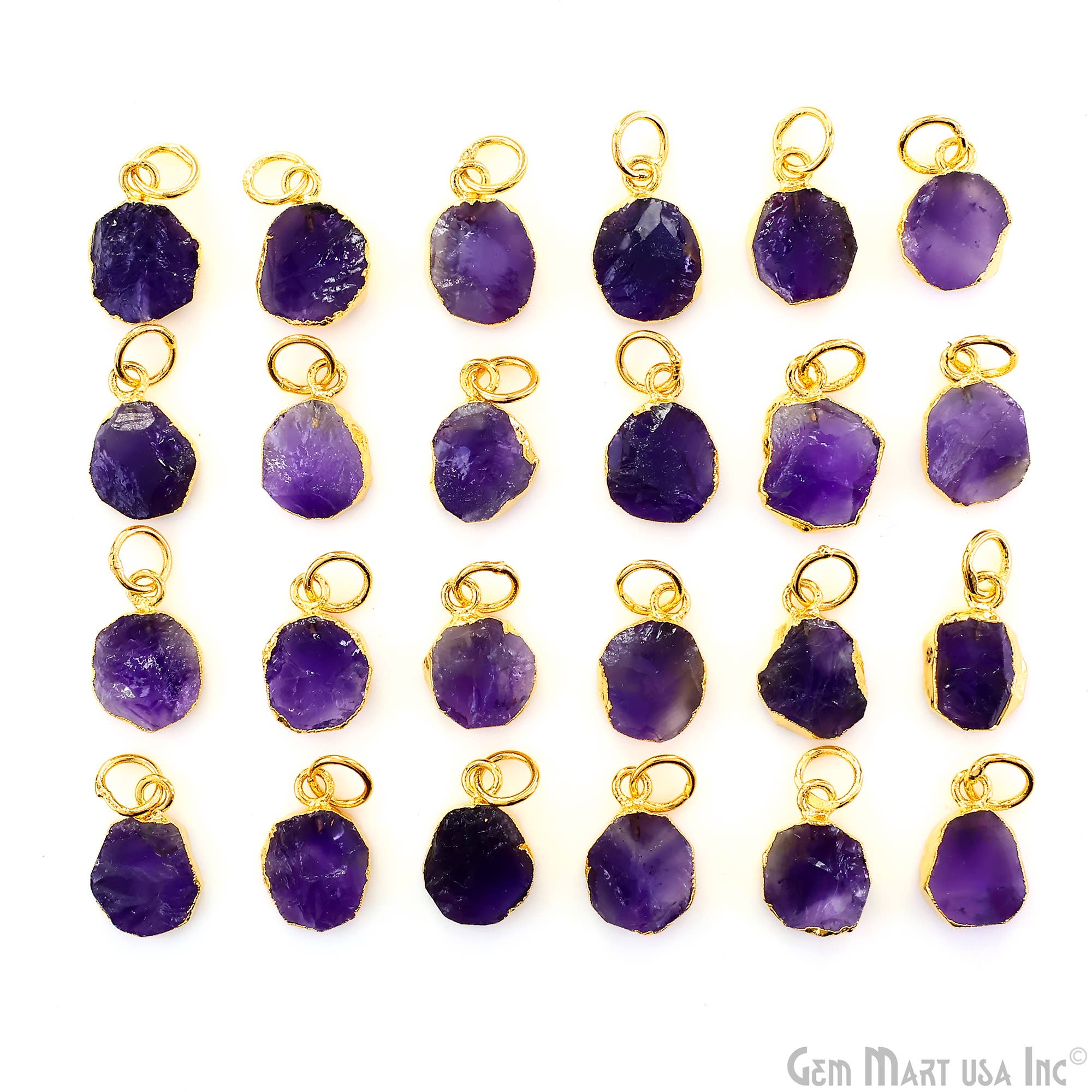 GemMartUSA - Wholesale Pendant/Charm Necklace - Rough Gemstone 16x10mm Gold Electroplated Single Bail Charm1