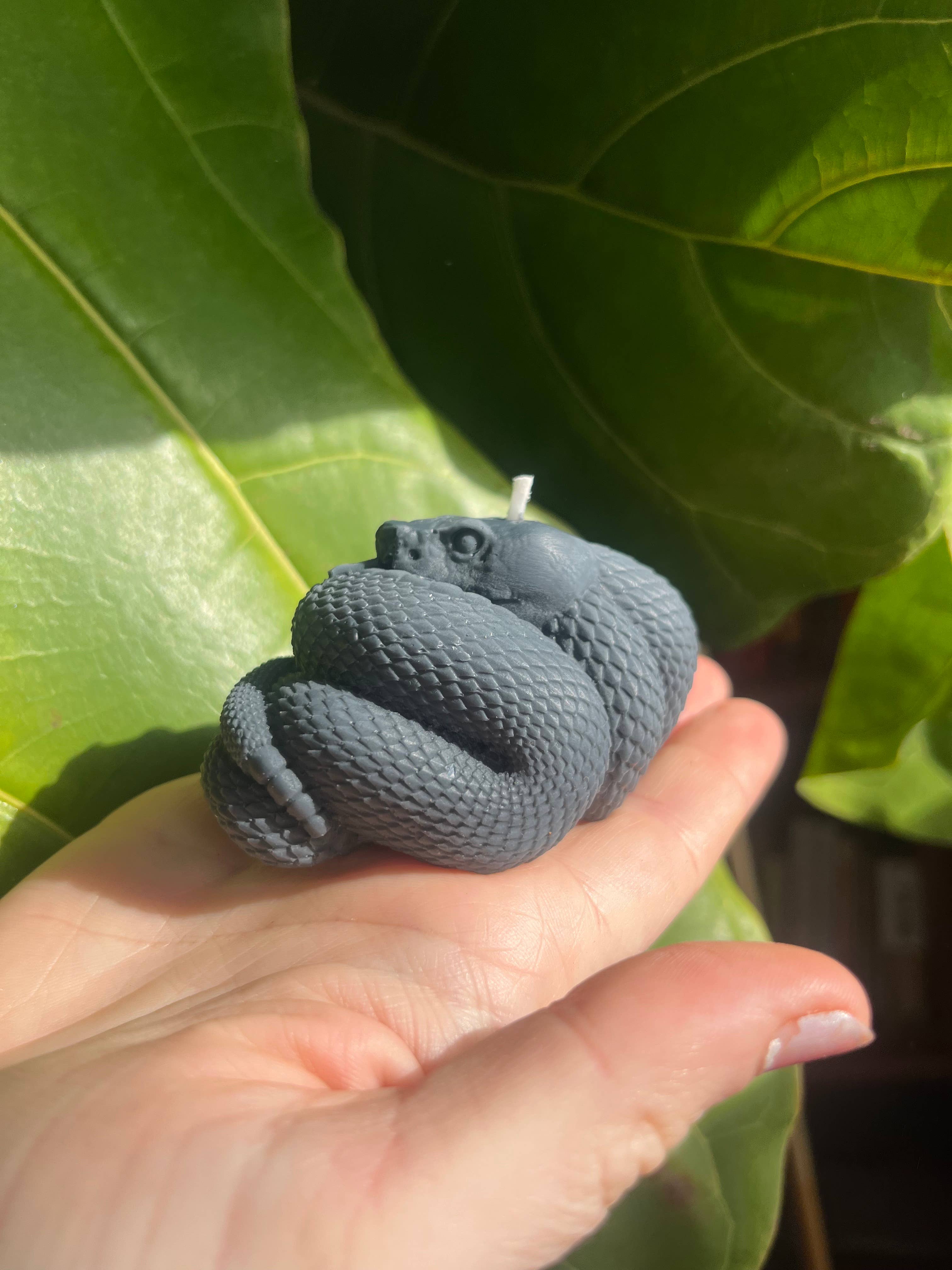 Beauty and the Moon - Wholesale Pillar Candle - Black Snake Candle | Witch Candle | Snake Art | Beeswax Soy