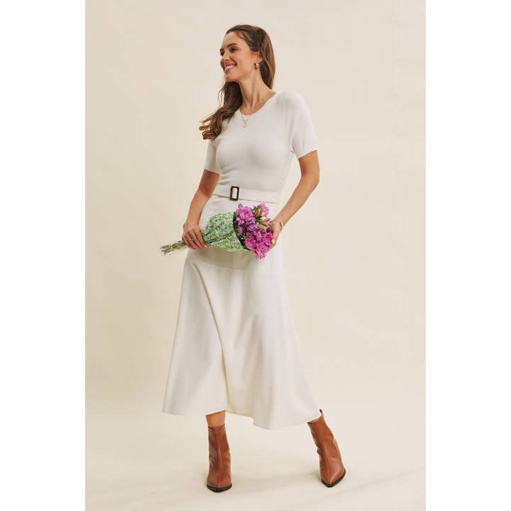 in february - Wholesale Dress - Women's - PHOTOGRAPHS LIKE A DREAM BELTED SWEATER TWOFER MIDI DRESS10