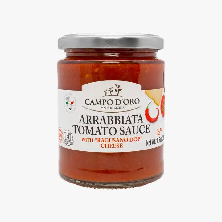 Campo d'Oro - Wholesale Pasta Sauce - Arrabbiata Pasta Sauce with Ragusano PDO Cheese 10.6 oz