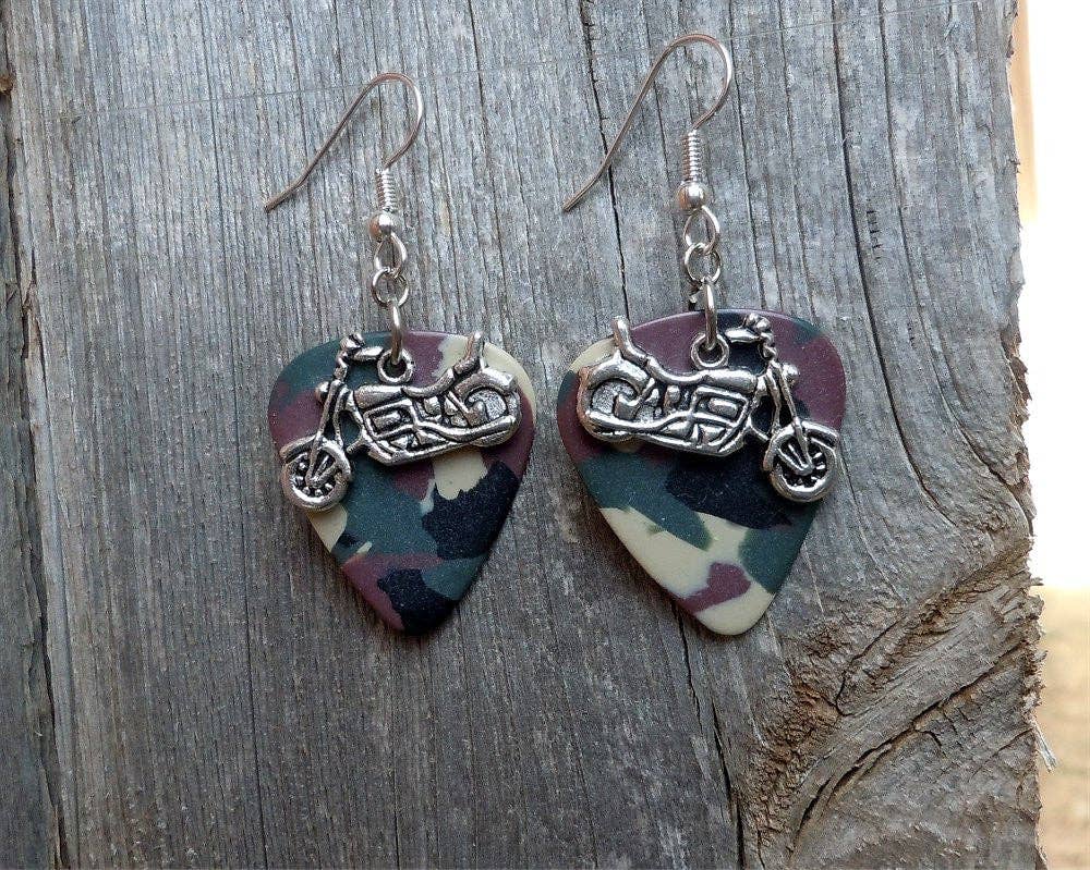 Simply Raevyn - Wholesale Dangle Earrings - Motorcycle Charm Guitar Pick Earrings1