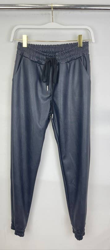 VENTI6 - Wholesale Pants - Women's - PU ELASTIC WAISTBAND ELASTIC ANKLE JOGGERS (97800-PU)15