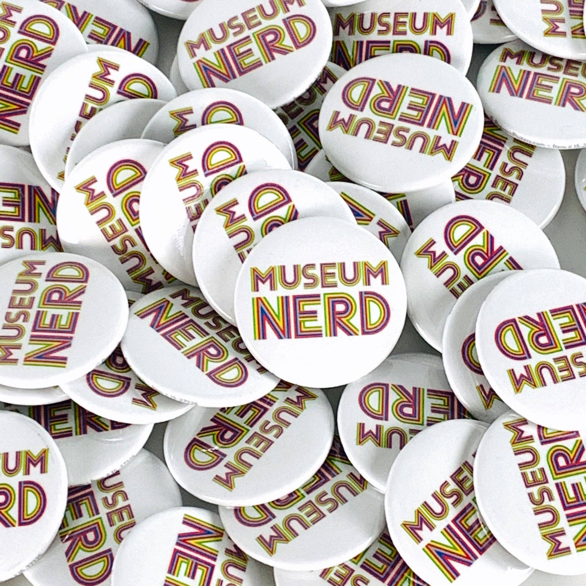 Popcorn Custom Products - Wholesale Lapel Pin/Button - Museum Nerd Classic White Button1
