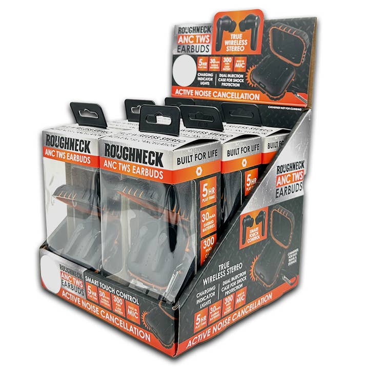 Novelty Brands - Wholesale Headphones - ROUGHNECK WIRELESS NOISE CANCELLING SMART EARBUDS 6/DISPLAY