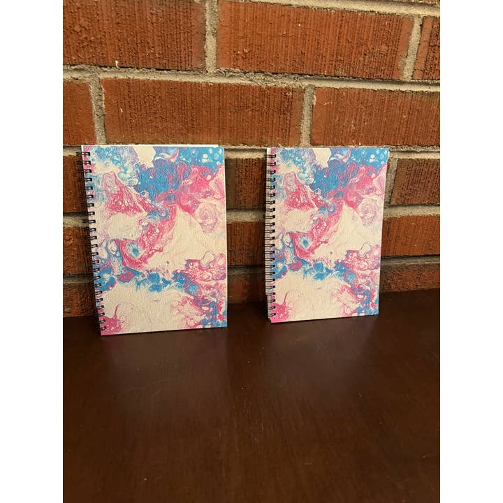 AbstractbyRabrams - Wholesale Notebook - Trans Pride Blue Pink Soft Touch Wire-O Journal - 5.5"x8"