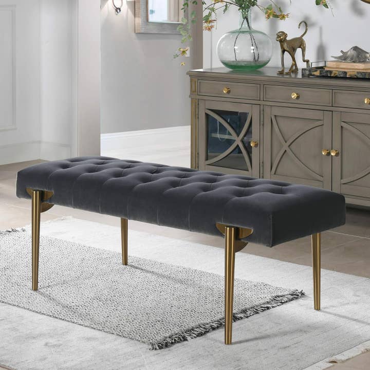 Jennifer Taylor Home - Wholesale Bench - Aria Upholstered Gold Accent Bench