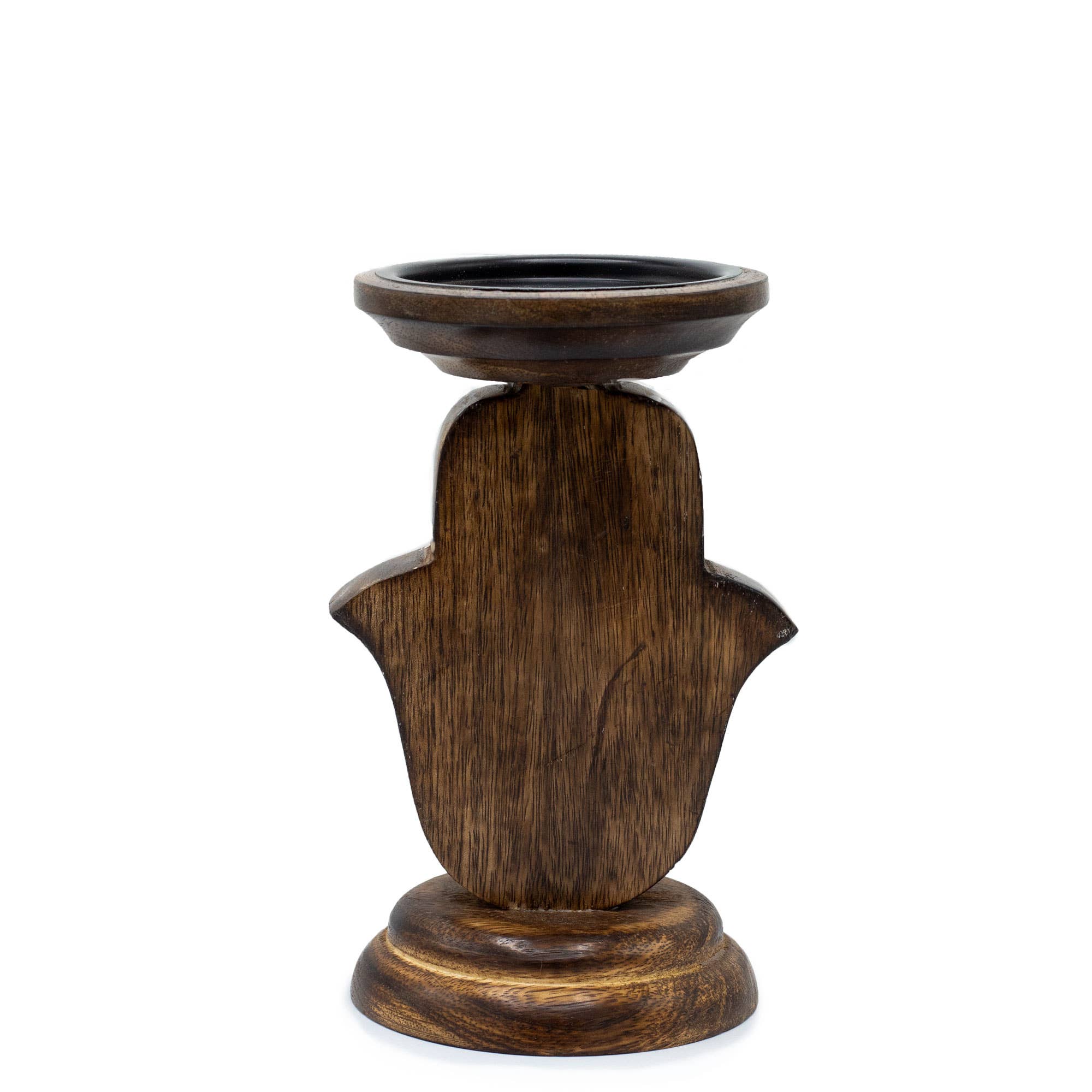 Ancient Wisdom - Wholesale Candle Holder - Mango Wood Candle Stand - Hamsa - Small 18x11cm3