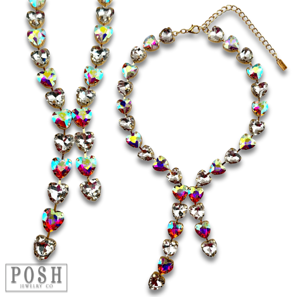 Pink Panache Brands - Wholesale Y-Neck/Lariat Necklace - Rhinestone heart lariat necklace1