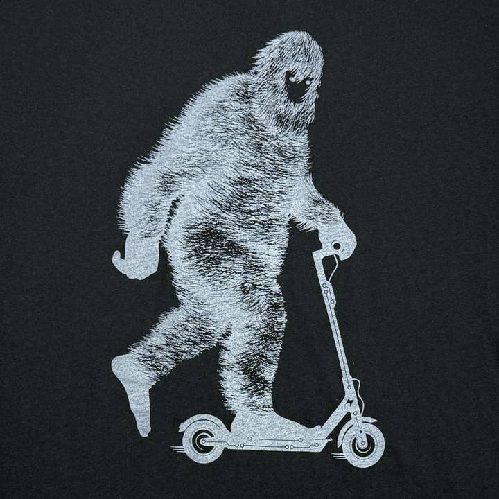 STORY SPARK - Wholesale Screen Printed T-Shirt - Unisex - GLOW BIG - Scooter Sasquatch Glow in the Dark T-shirt1