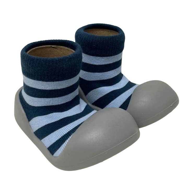 ES Kids - Wholesale Socks - Kids & Baby - Rubber Soled Socks - Blue/Navy Stripe