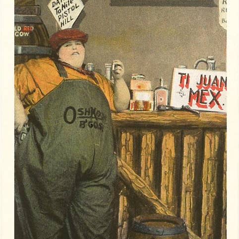 Art Print MX-215 Fat Woman at Log Cabin Bar, Tijuana, Mexico for wholesale by Found Image Press