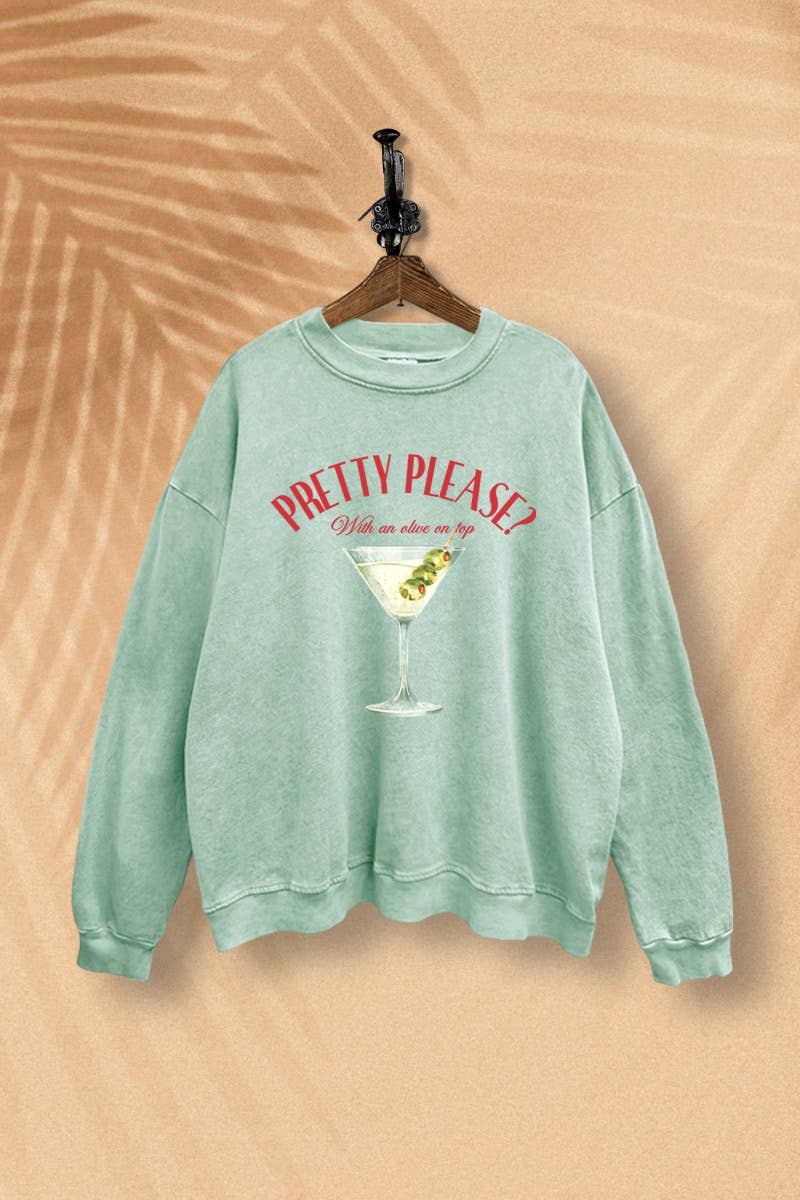 VINTAGE POINT USA – wholesale Sweatshirt med tryck - Dam – MARTINI "PRETTY PLEASE" GRAFISK MINERALTÄVTTAD SWEATSHIRT2