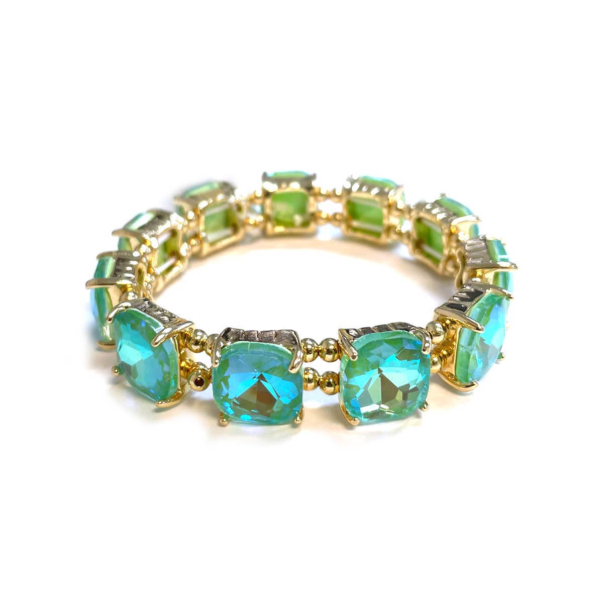 StarryNYC - Wholesale Schakelarmband - Neon kussen geslepen glazen kristal verbonden stretch armband5