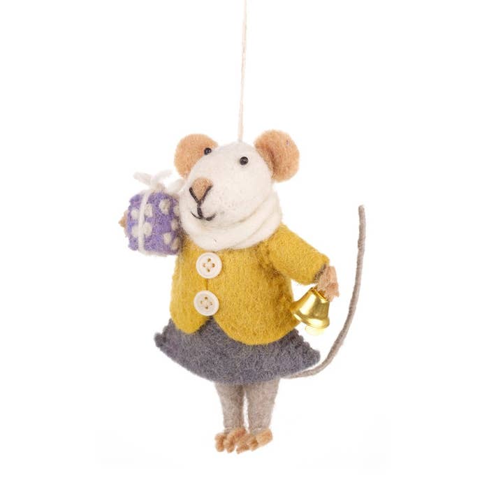 Handmade Felt Agnes Mouse Fair Trade Hanging Decoration for wholesale by Felt So Good