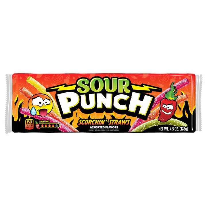 I Got Your Candy - Wholesale Gummy - Sour Punch Scorchin Straws 4.5oz - 12ct