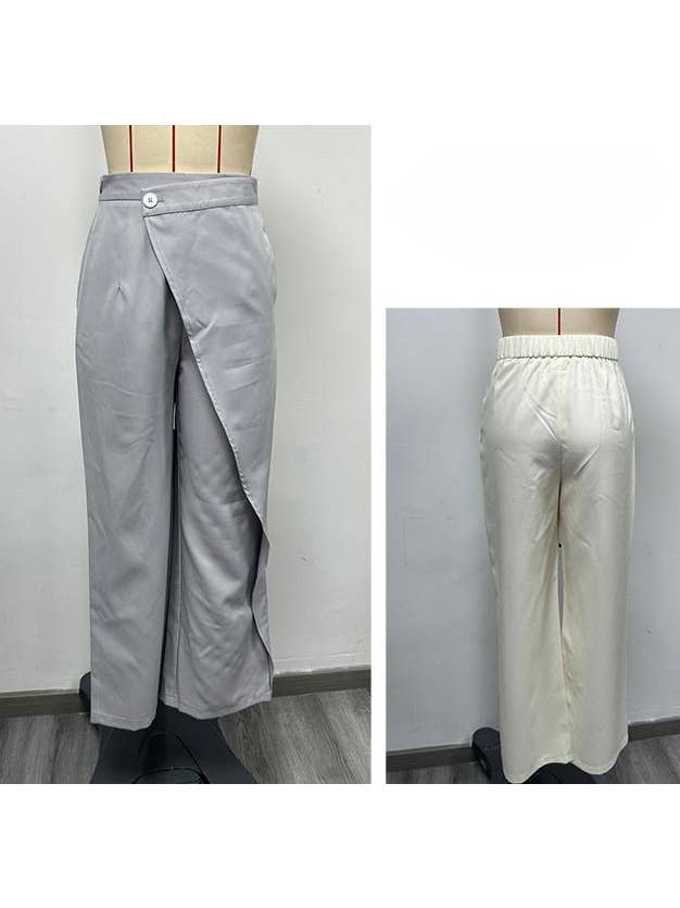 HIDDENBRAND - Wholesale Pants - Women's - High-waisted asymmetrical wide-leg suit pants1