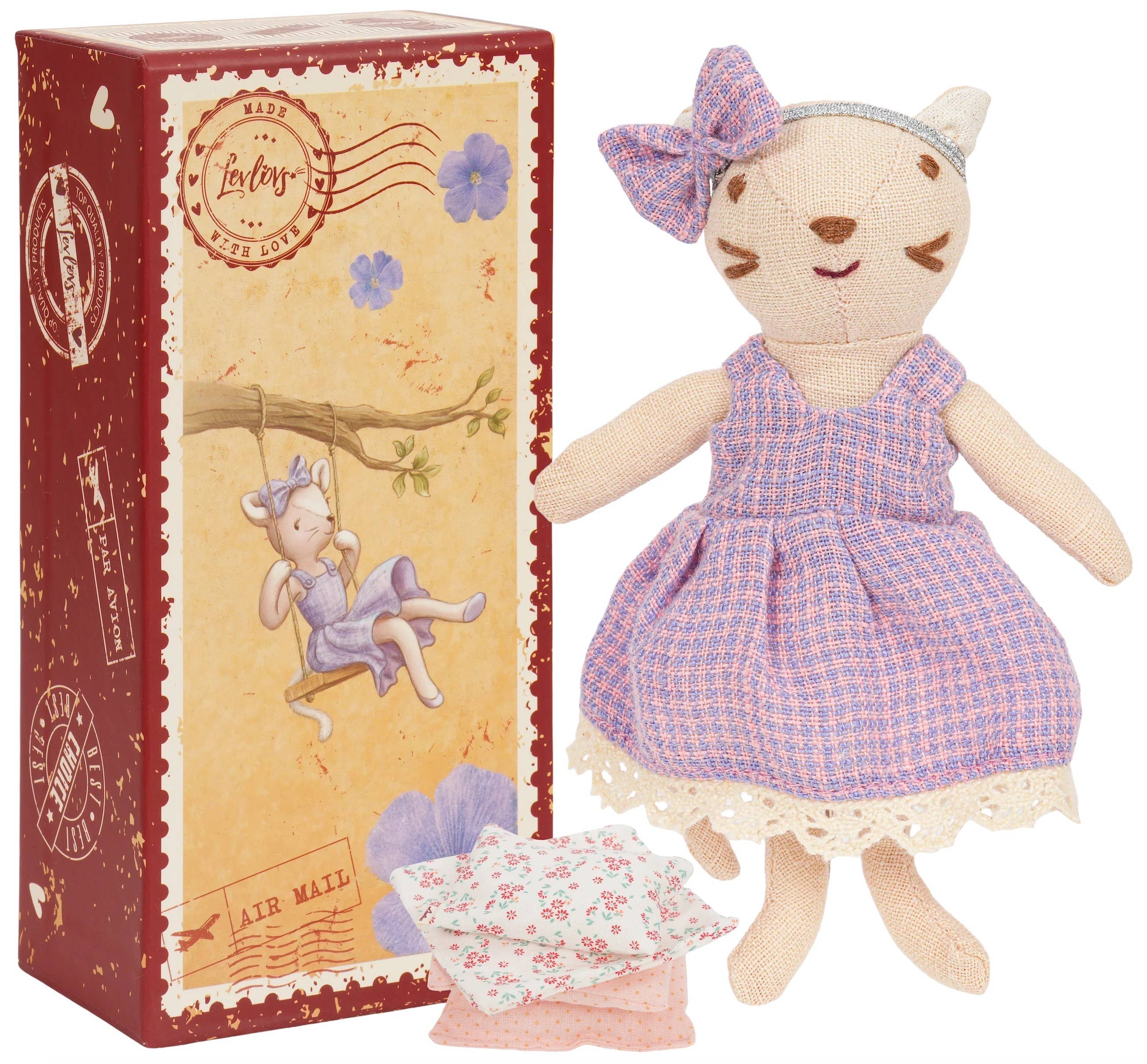 LEVLOVS - Vente Peluche – enfant et bébé - Chat en boîte porte-timbres1