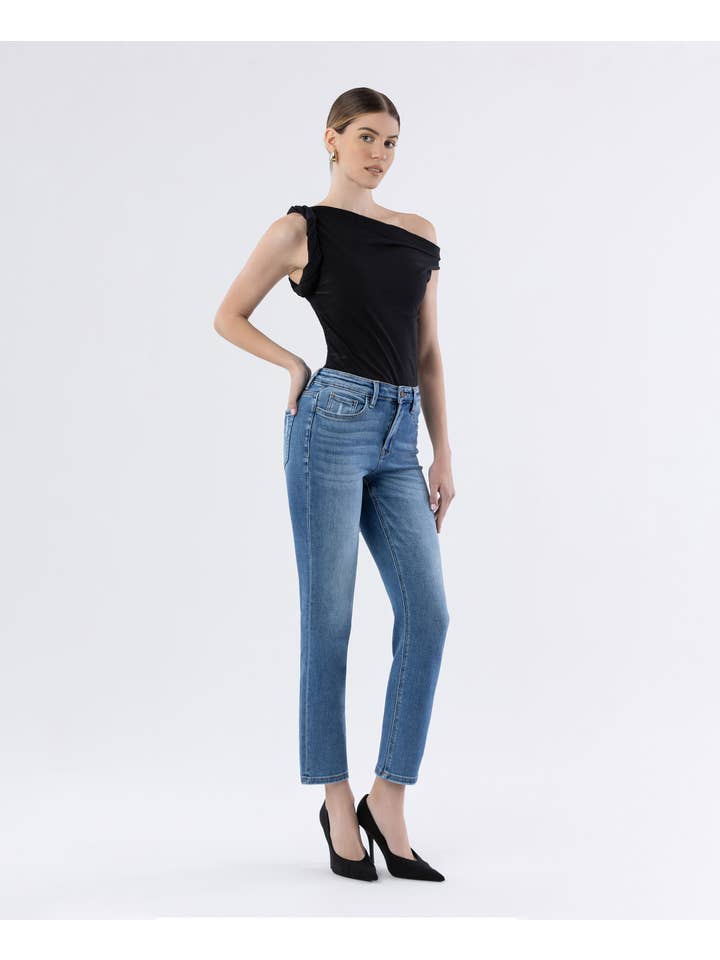 DEFEAT HIGH RISE SLIM STRAIGHT JEANS T5883 for wholesale on Faire