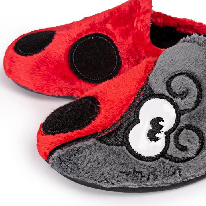 Marpen Slippers – Großhandel Hausschuhe – Damen – Graue und rote Ladybug Pantoffeln