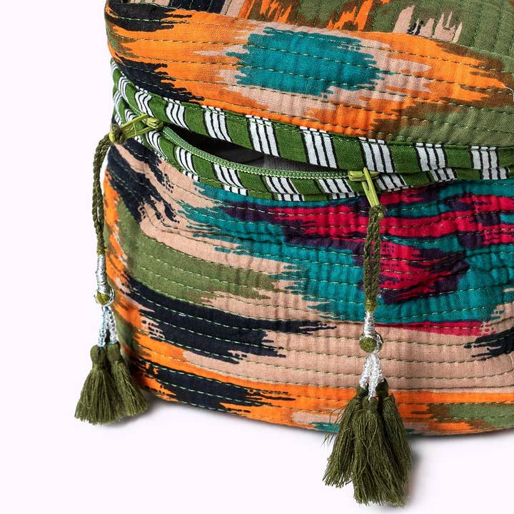 kikooni - Wholesale Make-up/cosmetic bag - Large Cosmetic Bag BIG BEAUTY "Green Ikat"4