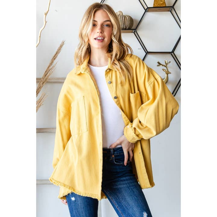 Giacca oversize in twill lavato a due tasche per la vendita all'ingrosso da parte di Veveret