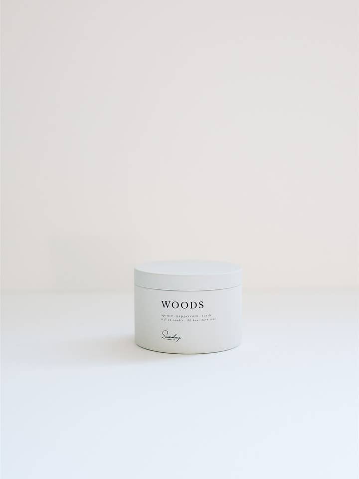 Woods for wholesale by Sunday Candle Co