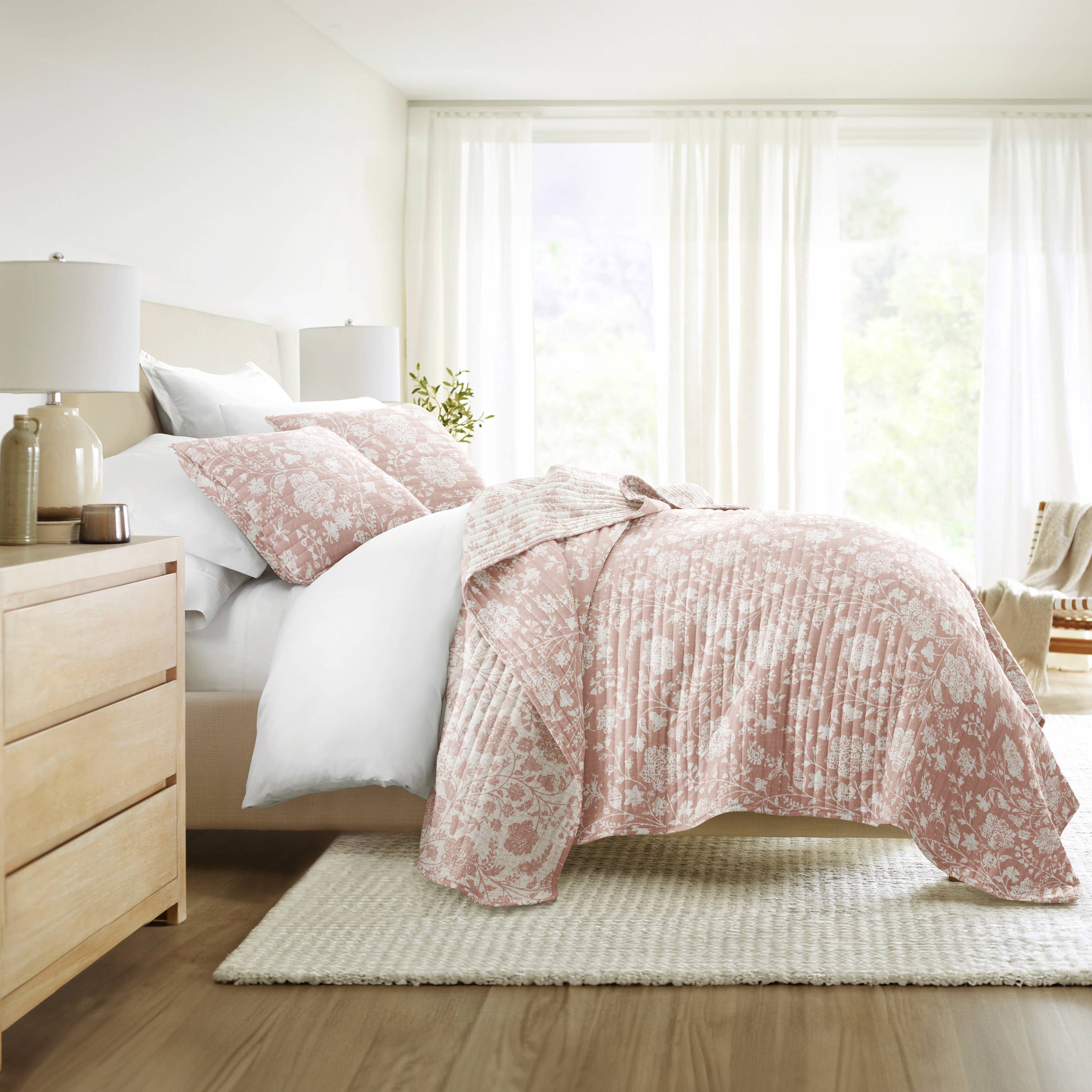 ienjoy Home - Vente Courtepointe - Ensemble de couette réversible à motifs floraux texturés toutes saisons39