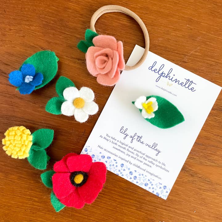 delphinette - Wholesale Hair Clip - Kids - Lily of the Valley Hair Clip - May Birth Month Flower Gift1