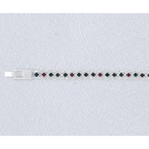 Dark Multi-Color Crystal Double Rope Bracelet-Silver for wholesale by S&A Fashions