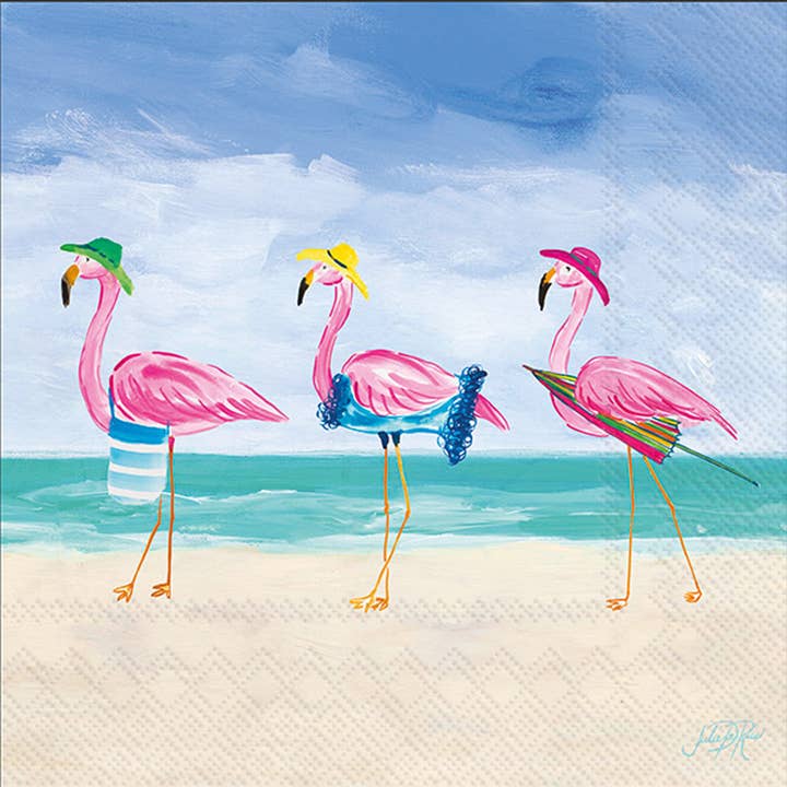 Paper Cocktail Napkin 20 Ct Beach Flamingos for wholesale by Boston International