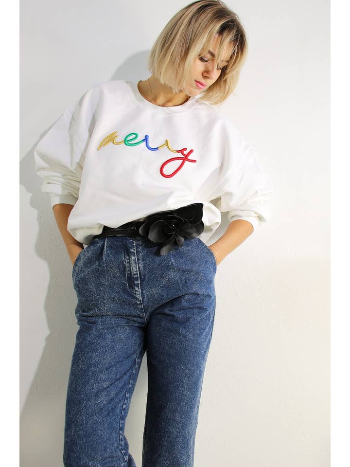 CHRISTMAS MERRY 3D EMBROIDERY SWEATSHIRT for wholesale by Mulla