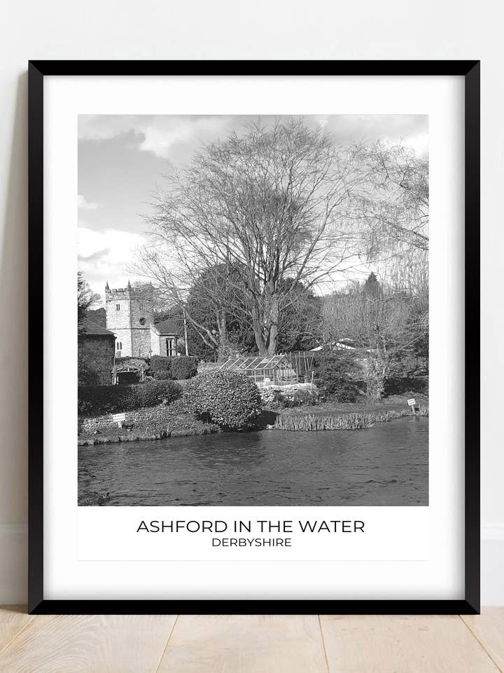 Ashford in the Water, Derbyshire, Black and White Print for wholesale by AwalkonthewildsideUK